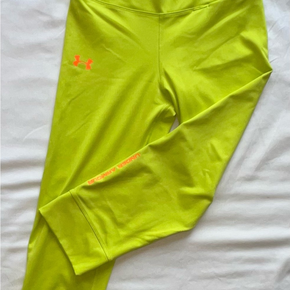 Under Armour Bright Yellow Leggings with Pink Accents